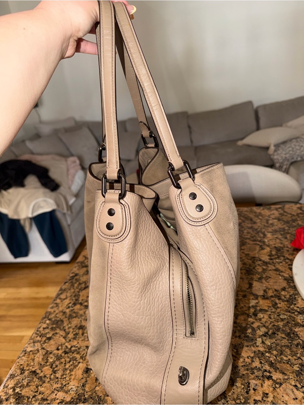 Coach Edie Shoulder Bag - Soft Taupe Carryall - Picture 3 of 10